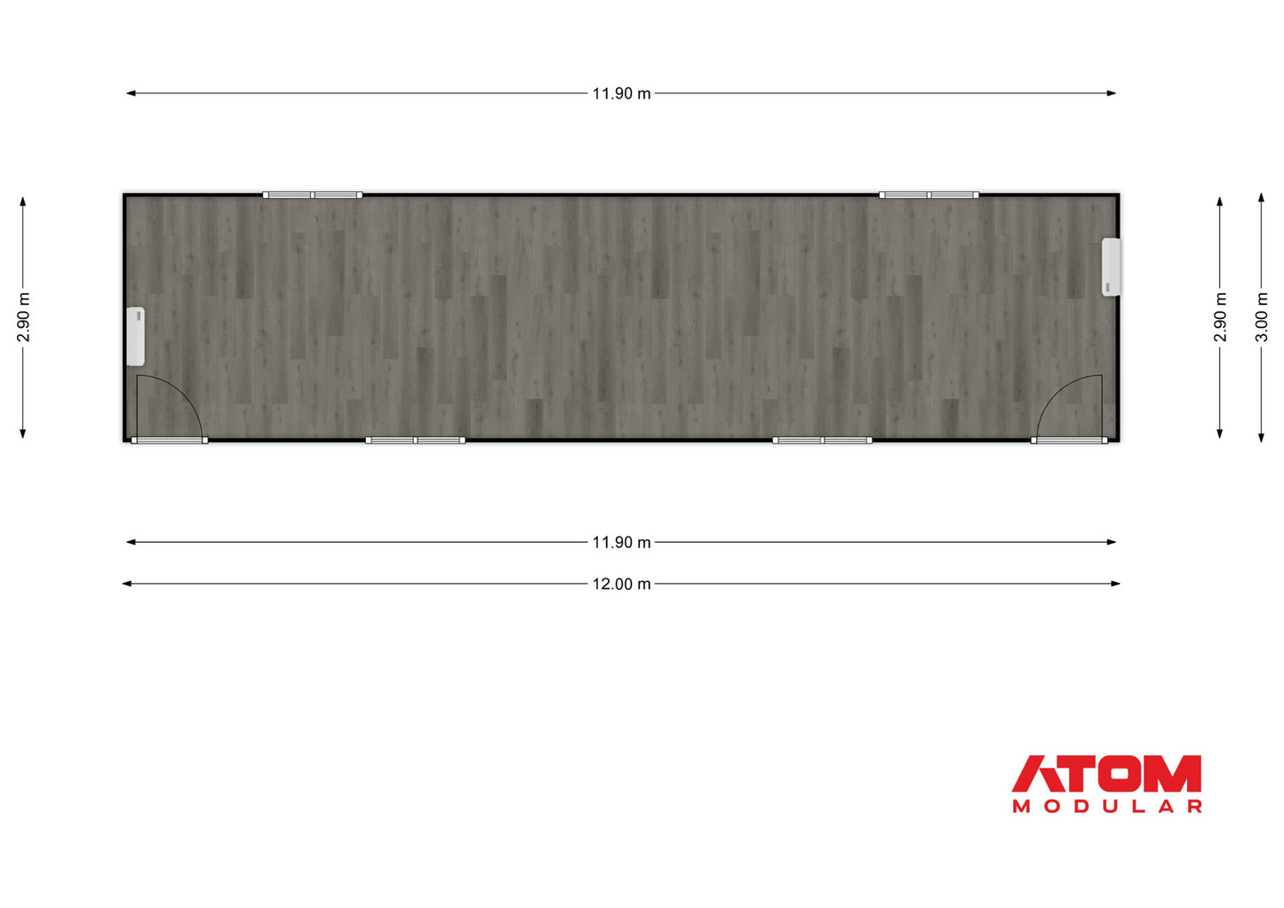 ATOM Modular 12x3m Portable Building